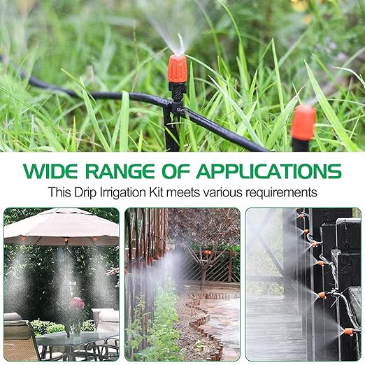 MIXC Irrigation System Greenhouse Watering Systems 1/4 INCH 50FT DIY Auto Drip Irrigation Kit Garden Accessories Automatic Irrigation Equipment for Plants/Lawn