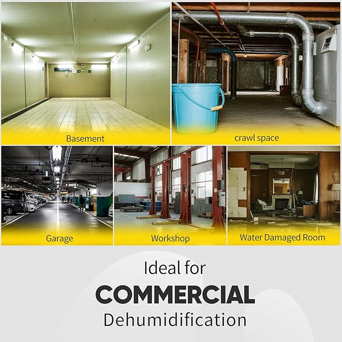 190Pints High Efficiency Commercial Dehumidifier for Basements-6000 Sq.Ft. Industrial Grade Dehumidifiers with Pump & Drain Hose for Crawl Spaces Water Damage Restoration-Auto Defrost-3PC