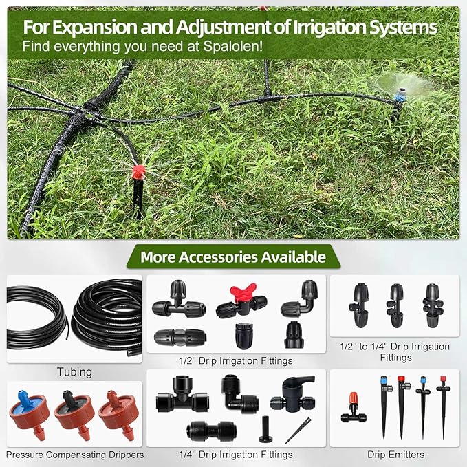 12 Pack 1/2'' to 1/4'' Drip Irrigation Fittings Kit, Push-to-Fit 3-Way | 4-Way | 6-Way Connectors Anti-leak Locked Drip Irrigation Part, Universal Multi-Way Splitter Fitting for 1/2" Irrigation Tubing