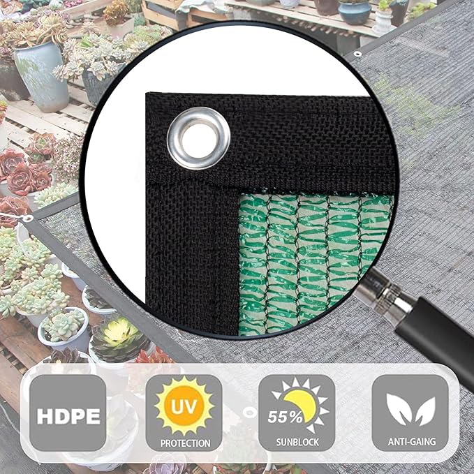 LOVE STORY 8x20FT 55% Dark Green Shade Cloth Sun Shade Net with Grommets Sunblock Net Mesh Tarp for Garden,Plants Cover,Greenhouse and Patio