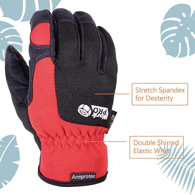 SKYDEER Mens Work Gloves, Touch screen Utility Mechanic Gloves, Flexible Breathable Fit and Padded Knuckles & Palm Protection (SD8821/M)