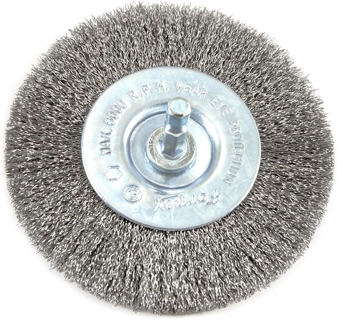 Forney 72740 Wire Wheel Brush, Fine Crimped with 1/4-Inch Hex Shank, 4-Inch-by-.008-Inch