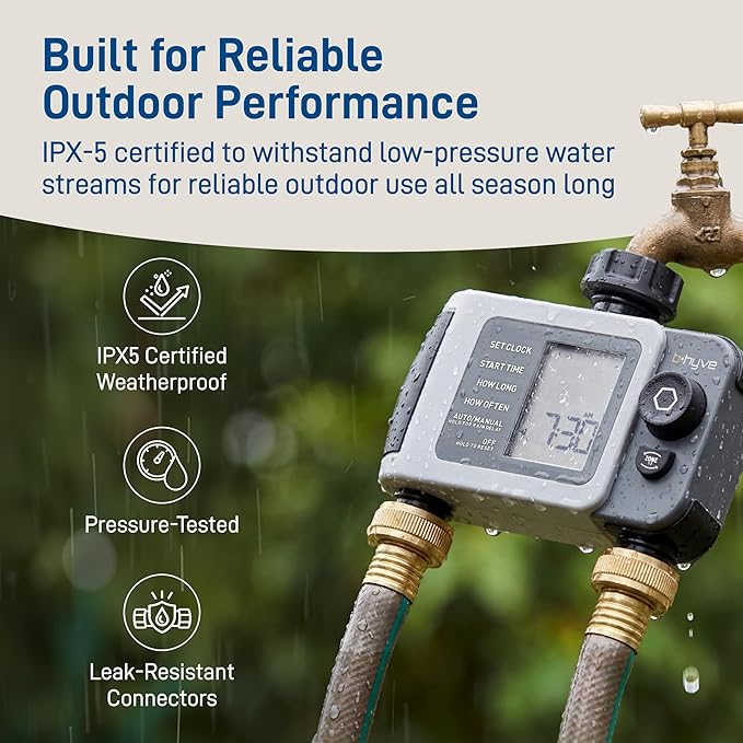 Orbit B-hyve XD 2-Port Smart Hose Watering Timer - Features Dual Outlet Irrigation Control - App Controlled Watering Timer with Bluetooth - Weatherproof Battery Powered - 24632