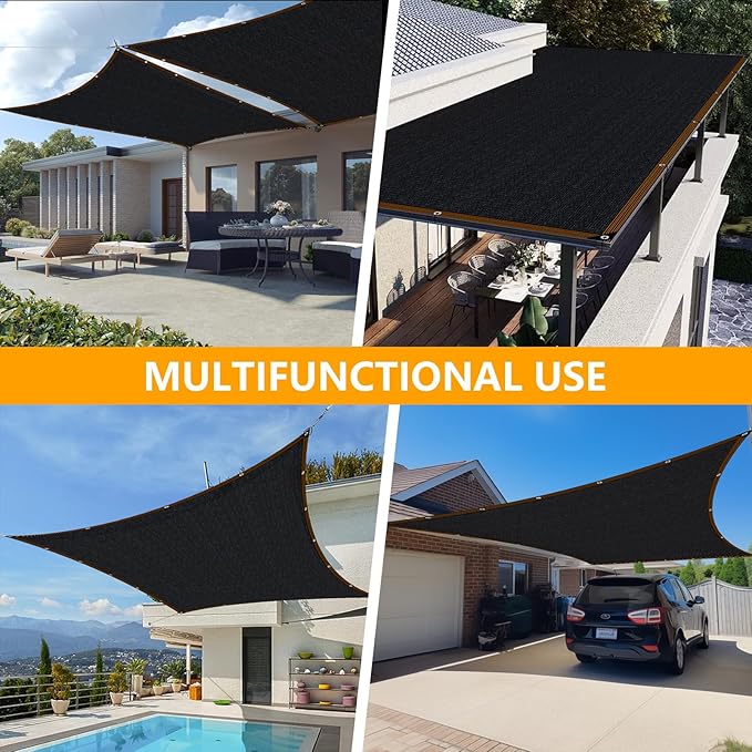 Shade-Cloth 85-90% for Garden Greenhouse Plants 12x14 FT, Black Sun-Block Shade Cover Mesh Tarp with Grommets Sun Shade Canopy for Outdoor Pergola Patio Flower Lawn Kennel Chicken Coop