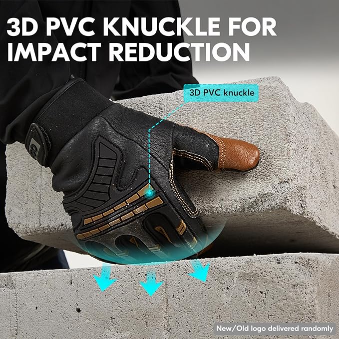 Vgo... 1-Pair -4℉ or above Winter Waterproof High Dexterity Heavy Duty Mechanic Glove, Rigger Glove, Anti-vibration, Anti-abrasion, Touchscreen (Size XXL, Brown, GA8954FW)
