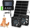 25W Smart Solar Fan for Chicken Coop w 2500mAh Battery, Greenhouse Solar Powered Fan w 3 Modes, IP65 Waterproof Solar Exhaust Fan for Dog House Vent Shed Garage Cooling