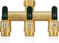 3 Way Hose Splitter, Heavy Duty Full Flow Garden Water Hose Bib Spigot Splitter, Brass Rust and Freeze Resistant Outdoor Faucet Splitter, T Adapter Connector with 3/4 - Inch GHT Thread （Green）