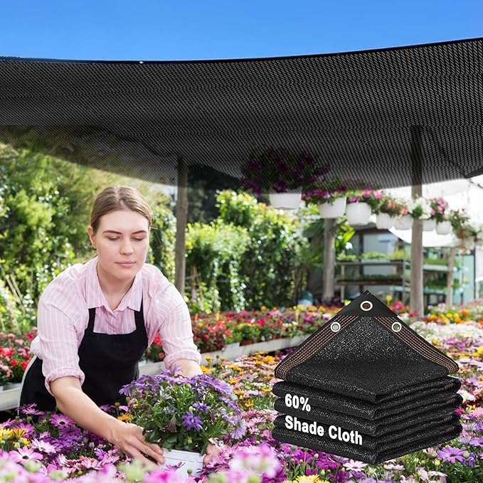 60% Shade Cloth,20x30ft Tear Resistant Sun Shade Net with Reinforced Grommet,Durable Garden Shade Tarp Cover for Greenhouse,Plant Cover, Chicken Coop,Patio and Pergola,Black