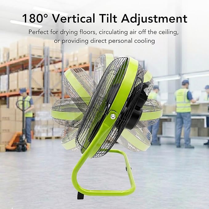Comfort Zone 18-Inch High-Velocity Industrial Floor Fan, Heavy-Duty 3-Speed Metal Shop Fan with 180° Adjustable Tilt & Carry Handle, Quiet Vibration-Free Cooling for Garage, Workshop, & Home