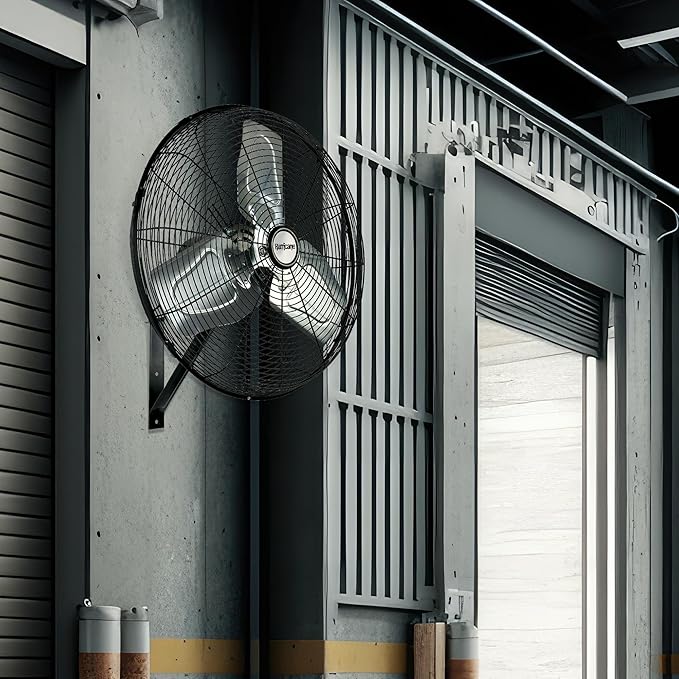 Hurricane 30" Pro Commercial Grade Oscillating Wall Mount Fan, Black - Heavy-Duty All-Metal Corded Electric Air Cooling Unit for Home, Garage, Greenhouse, or Workshop