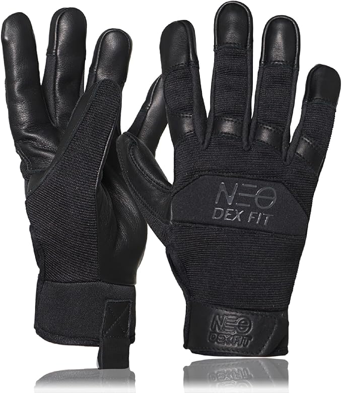 DEX FIT MG210P Mechanic Work Gloves, Waterproof Cowhide Leather Palm, Breathable Mesh Back, 3D Ergonomic Fit for Auto Repair, Construction, Gardening; Black/Black S 1 Pair
