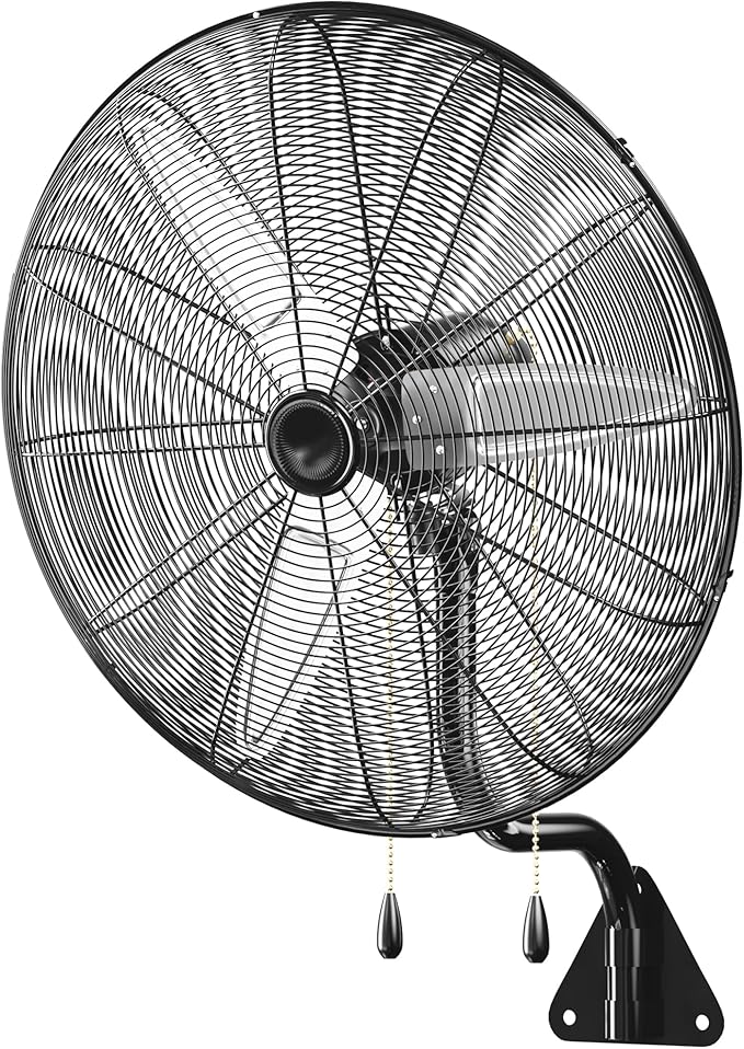 MEPTY 26" Wall Mount Fan, Heavy Duty Industrial Wall Fan, High Velocity Oscillating Fans with 3 Speeds for Patio, Shop, Greenhouse, Garage, Commercial, Household use