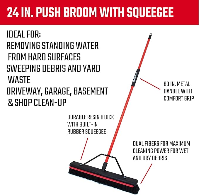 Craftsman 3-Piece Winter Clean Up Set with Scoop, Scraper & Squeegee Push Broom for Moving Snow & Slush, Scraping Ice Outdoors