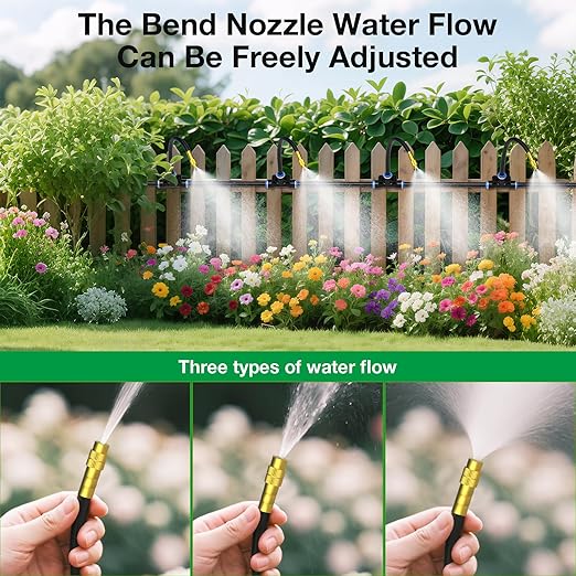 MIXC 20pcs 360° Adjustable Drip Irrigation Nozzles for 1/4" Drip Irrigation Tubing, Only 20pcs Flexible Misting Copper Nozzles and Quick-Connect Three-Way Tubing Fittings