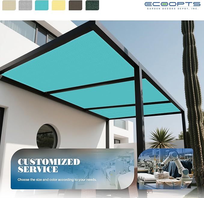 ECOOPTS 6'x88' Sun Shade Roll, Sun Shade UV Blockage Cover for Outdoor Backyard Patio Pergola Greenhouse Plants (Turquoise)