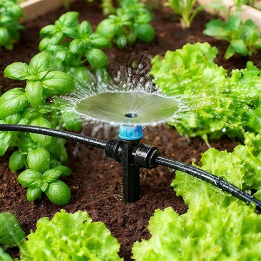 20 Pack Two Way Quick Connect Drip Emitters Set for 1/4" Irrigation Tubing, Adjustable 360 Degree Water Flow Irrigation Sprayer Vortex Emitter+Stream Dripper for Garden Watering System