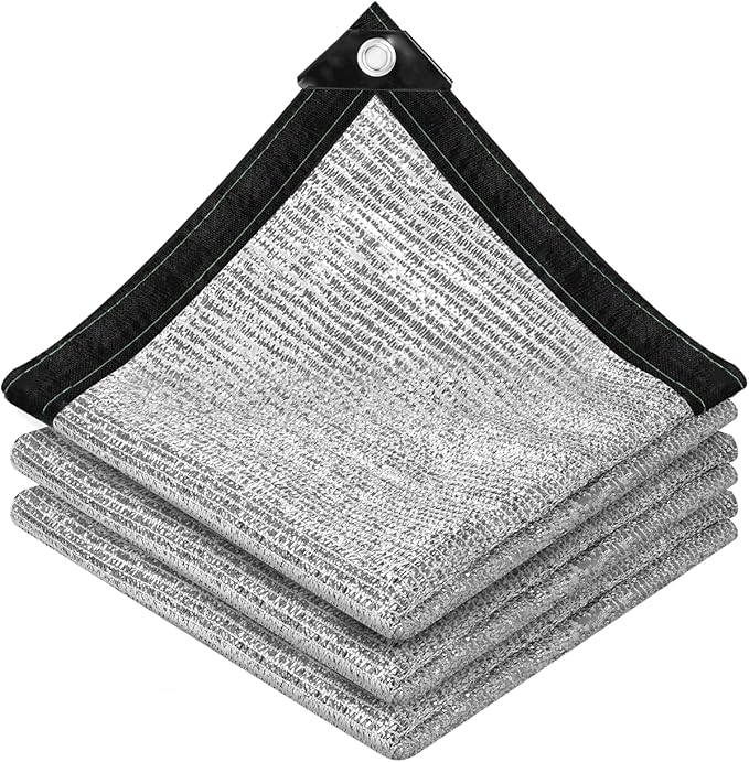 vensovo 70% Aluminum Shade Cloth - Reflective Aluminium Shade Netting Sun Shade Cover with Grommets for Cars, Dogs, Outdoor, RV, Patio (4x10FT)