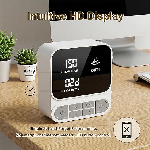 Automatic Plant Waterer for 15+ Indoor Plants, 3-Pump Independent Control Drip Irrigation System, 2600mAh Rechargeable Self Watering System with Timer, Anti-Siphon Design，HD LCD Display