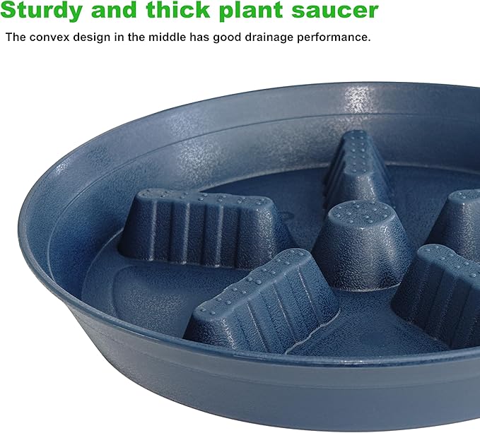 4 Pack Plant Saucer 14 inch, Plastic Plant Saucers for Indoors, Raised Middle Plant Trays for Pots, Water Tray for Plants, Plant Stand Water Catcher Tray, Pot Saucers for Plants