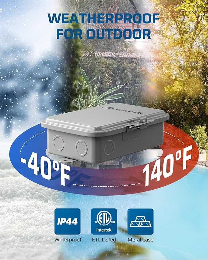DEWENWILS Outdoor Digital Pool Pump Timer, 3HP 40A 240VAC, 7-Day 12 ON/Off Programmable Timer Switch for Pool Pump, Water Heater, Pool Filter, Landscape Lights, ETL Listed
