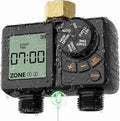 MIXC Rechargeable 2-Zone Water Timer, Full-Body IPX6 Sprinkler Timer - Over One Year Runtime - Save Water & Money, Drip Irrigation Controller with Rain Delay/Manual/Auto Modes for Garden, Lawn, Yard