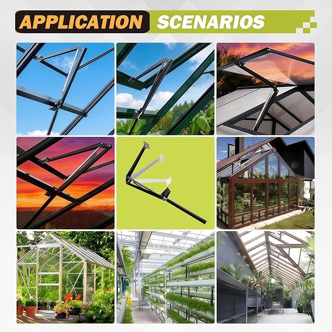 Greenhouse Window Opener Solar Heat Sensitive Powered Roof Vent Kit Automatic Greenhouse Accessories Tool Load Capacity of 15 lbs (Black Single Spring2PCS)