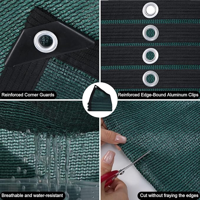 80% Shade Cloth-Durable UV Blocking Mesh Tarp for Garden,Patio,Greenhouse & Chicken Coop-Sun Shade Cover with Grommets for Plants,Dog Kennel,Outdoor Use[Green 3×10FT]