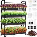 Growell Large Hydroponics Growing System Kit, 120 Pods Vertical Indoor Herb Garden Kit with 2 Light Modes & Auto Circulating Water System, 48L Movable Indoor Gardening System for Herb Vegetable Fruit