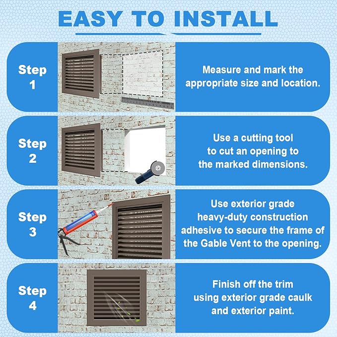 14"x14" Aluminum Gable Vent with Screen – Louvered Exterior Wall Vent for Attics, Sheds, and Doors – 12"x12" Vent Opening – Great for Roof and Gable Ventilation Brown