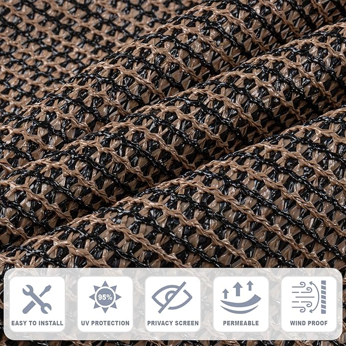 Cool Area Sun Shade Cloth with Grommets 4×7 FT Shade Panel Shade Tarp Screen Fabic for Outdoor Patio Pergola Cover Deck Garden, Brown (Customized)