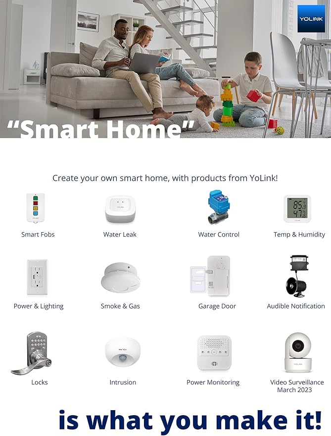 YoLink Smart Thermostat, Now Heat Pump Compatible, Android & iOS App, YoLink Hub Included