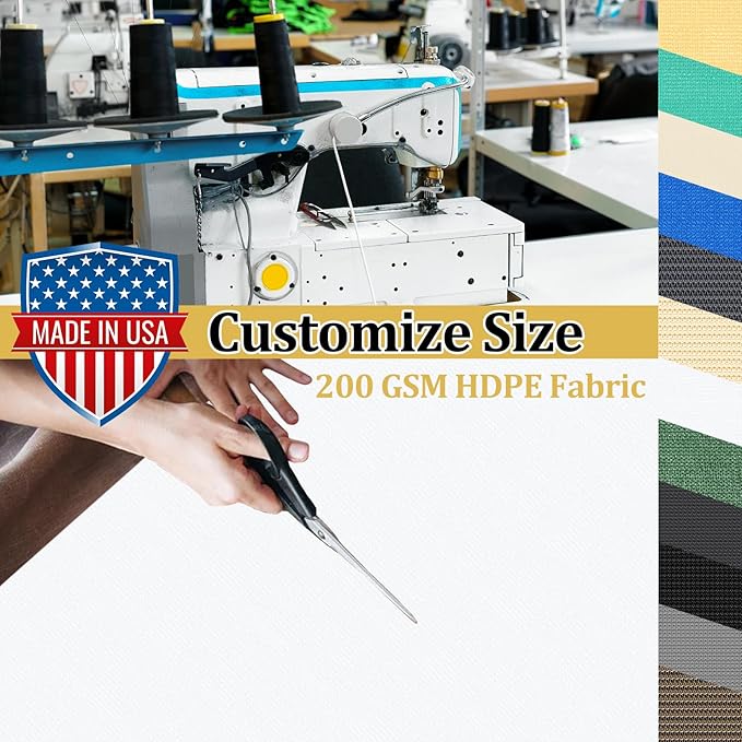 Shade&Beyond Customized Size 9' X 10' Shade Cloth with Grommets, 90% UV Protection UV Protection Mesh Tarp Sun Screens for Patio GN04, White