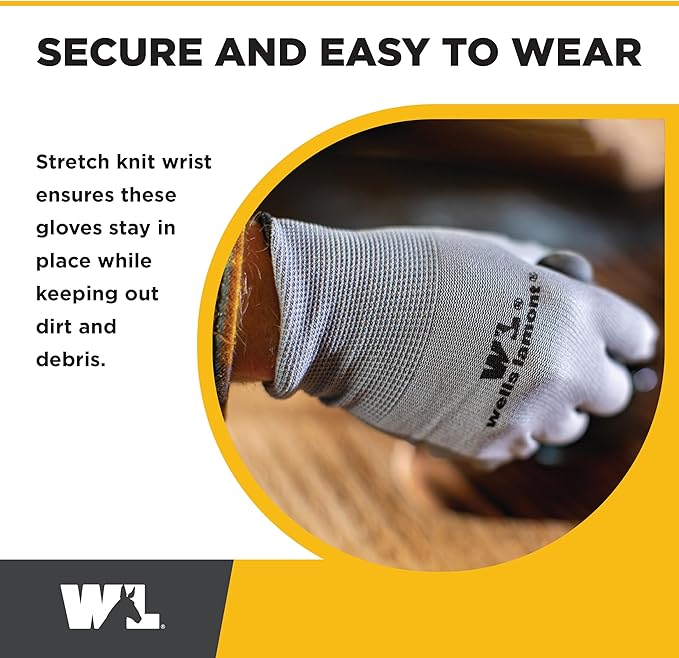 Wells Lamont Nitrile-Coated Work Gloves for Men – Abrasion & Cut Resistance – Lightweight & Breathable – Perfect for Construction, Automotive, Gardening - Blue/Grey, Large, 5 Pack