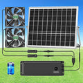Solar Fan with Battery, Solar Fan for Greenhouse & Chicken Coop, Rechargeable Solar Fans for Outside, Solar Powered Exhuast Fans for Outdoor Doghouse Shed Circulation Vent Ventilation Cooling