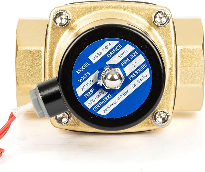 U.S. Solid Smart WiFi Brass Solenoid Valve, 2", 110V AC, Normally Closed, App Remote Control for Water Systems & Automation