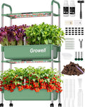 Growell Large Hydroponics Growing System Kit, Vertical Indoor Herb Garden Kit with LED Grow Light & Independent Water Pump, 28L Movable Indoor Planter Perfect Gardening Gifts (2 Tier-54 Pods Green)