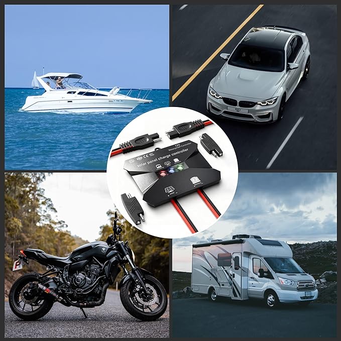 Voltset Solar Charge Controller : IP68 Waterproof - Display for Gel AGM Lead-Acid Lithium LiFePO4 Battery - Used in RV Marine Camper Van Truck Trailer (MPPT Solar Charge Controller New Model)