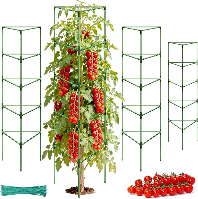 Halatool 72 Inch Tall Tomato Cages Heavy Duty, 4 Pack Metal Adjustable Plant Support Stakes for Pots, Large Trellis for Garden Climbing Vegetables Cucumbers Flowers Fruits