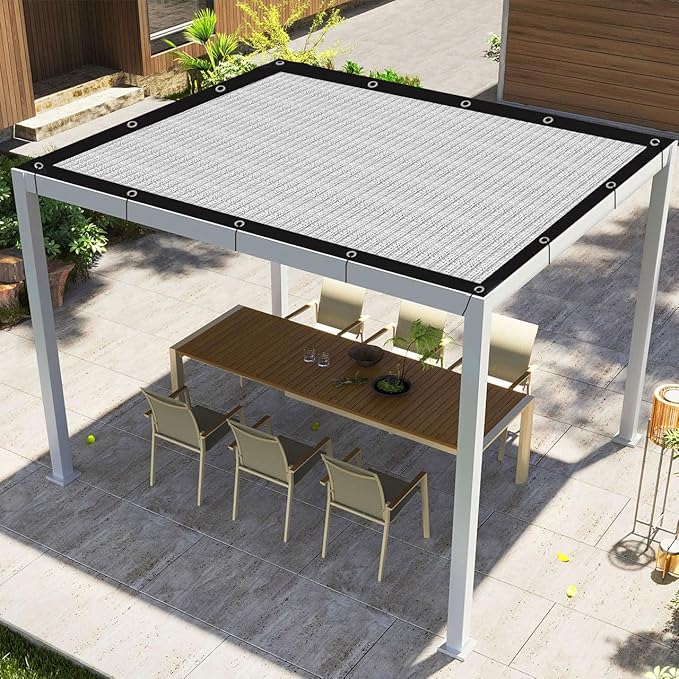 80% Silver Shade Cloth for Garden,Pergola,Greenhouse,Chicken Coop,Kennels,Shade Cloth with Grommets,Simple Hanging Covers