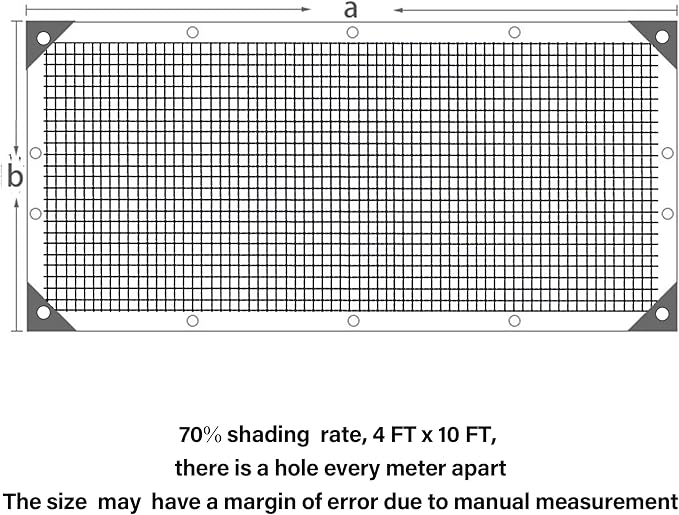 winemana 70% Shade Cloth for Garden- 4x10 FT Breathable Mesh Tarp for Vegetables & Plants, Outdoor Patio Sun Shade with Grommets - Chicken Coop, Dog Kennel Cover