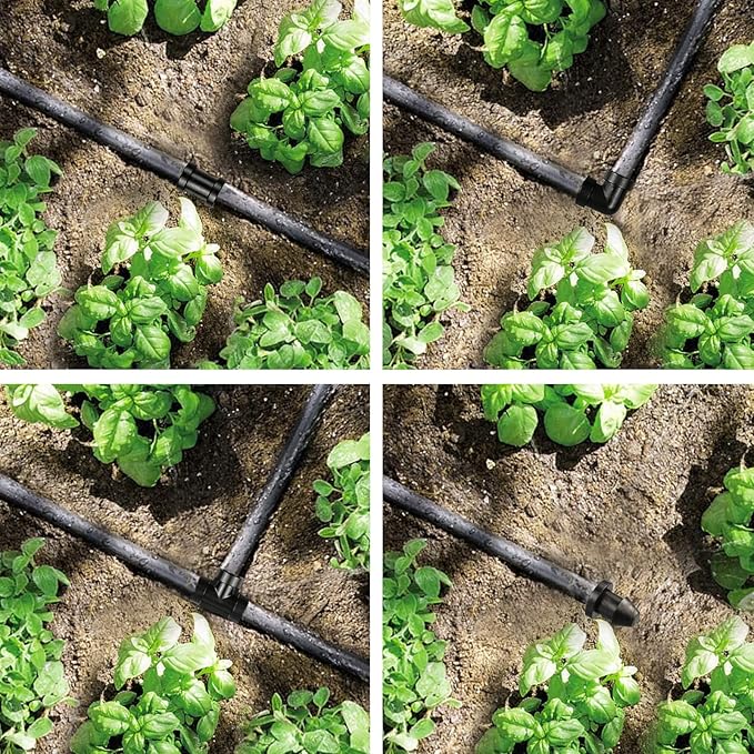 Gardrip 1/4 Inch Drip Irrigation Fittings Kit：140 Pieces Drip Irrigation Parts with Sharp End for 1/4" Irrigation Tubing Barbed Connectors for Home Garden 65 Couplings 50 Tees 10 Elbows 15 Goof Plugs