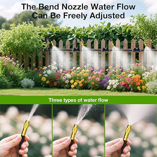 MIXC 100Ft 1/4" Drip Irrigation System,2026-Upgrade Garden Irrigation Kit with 16pcs Adjustable Copper Nozzles,Automatic Atomizing Watering System for Outdoor Plants,Raised Bed,Yard,Potted Plant,Lawn