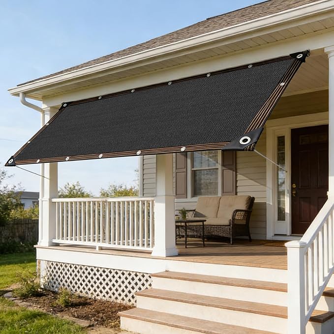 Garden 90% Shade Cloth, 6 x 12 FT Shade Mesh Tarp with Reinforced Grommets, Black Outdoor Sunblock Shade Cloth Cover for Plants, Greenhouse, Patio, Chicken Coop, Sun Shade Net
