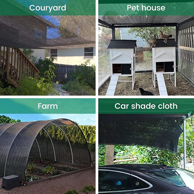 90% 10 X 20 FT Black Shade Cloth, Outdoor Woven Sun Shade with Grommets, Durable Sun Shade Netting Shading Antifreezing for Patio, Garden, Plants Cover, Greenhouse, Barns, Dog Kennel