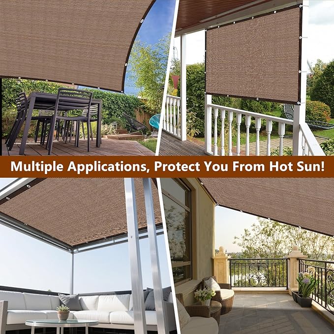 Shade Cloth for Garden, 3 x 16 FT 90% Sun Shade Cloth for Greenhouse, Patio, Plants Cover and Chicken Coops, Pergola Shade Cover Canopy, Mesh Tarp Sun Screens for Patio, Outdoor, Garden - Mocha