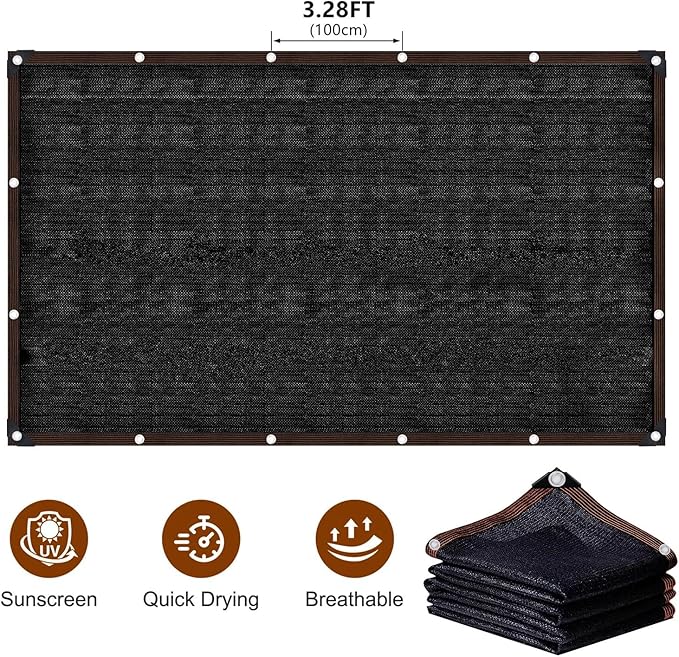 Shade Cloth for Garden, 90% Sun Shade Mesh Tarp with Grommets, 8 FT x 10 FT Shade Cloth for Plants Greenhouse - Sunblock Net for Chicken Coop Cover - Sun Screens for Patio, Garden -Black