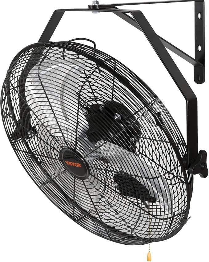 VEVOR 18 Inch Wall Mount Fan, 3-speed IP44 Waterproof Fan, Max. 4150 CFM Wall Mounted for Outdoor, Commercial, Residential, Greenhouse, Workshop, Patio, Black, ETL Listed