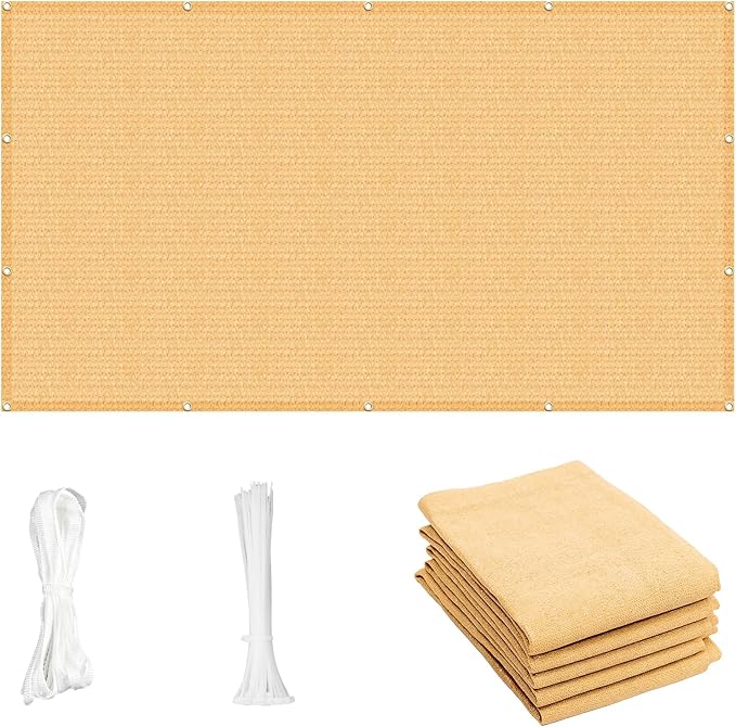 Cool Area Sun Shade Cloth with Grommets 10×12 FT Shade Panel Shade Tarp Screen Fabic for Outdoor Patio Pergola Cover Deck Garden, Sand (Customized)