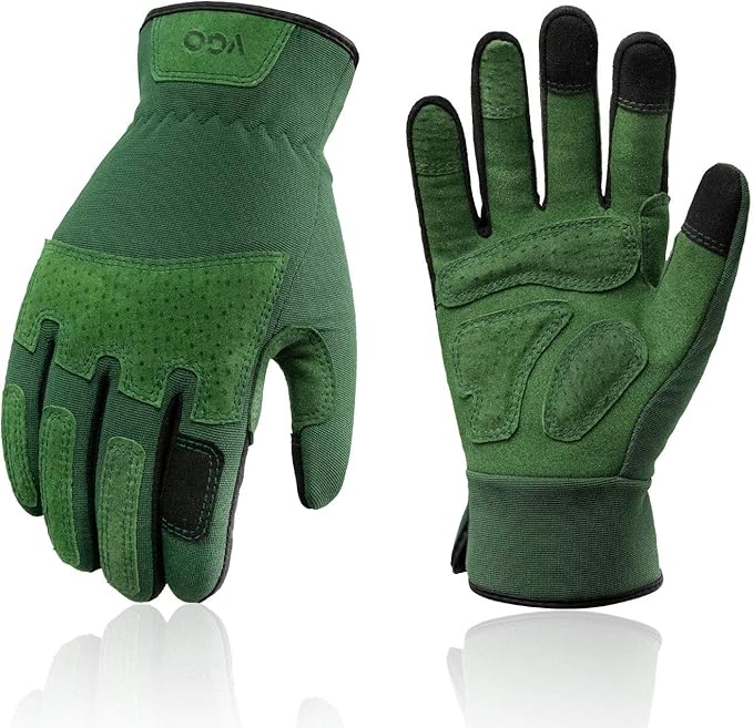 Vgo... Garden Gloves for Women,Puncture-proof,Thornproof,Women's Safety Work Gloves for Weeding, Digging, Raking, Pruning and Planting,Touchscreen,Synthetic Leather(XL, Green, SL7471)