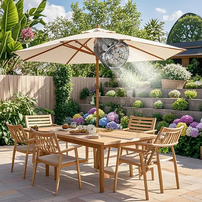 Greenhouse Air Circulation Fan with Mist and Water Pipe 1/80 HP 115V Ceiling Wall Mount Fan High Speed Circulation for Greenhouse, Warehouse, Patio, Garage 450CFM, 12000BTU, ETL Listed